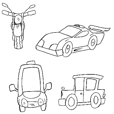 Desenho de moto infantil para colorir, pintar e imprimir para atividades