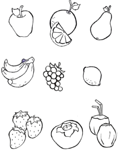Desenhos de Frutas para comer para colorir, jogos de pintar e imprimir