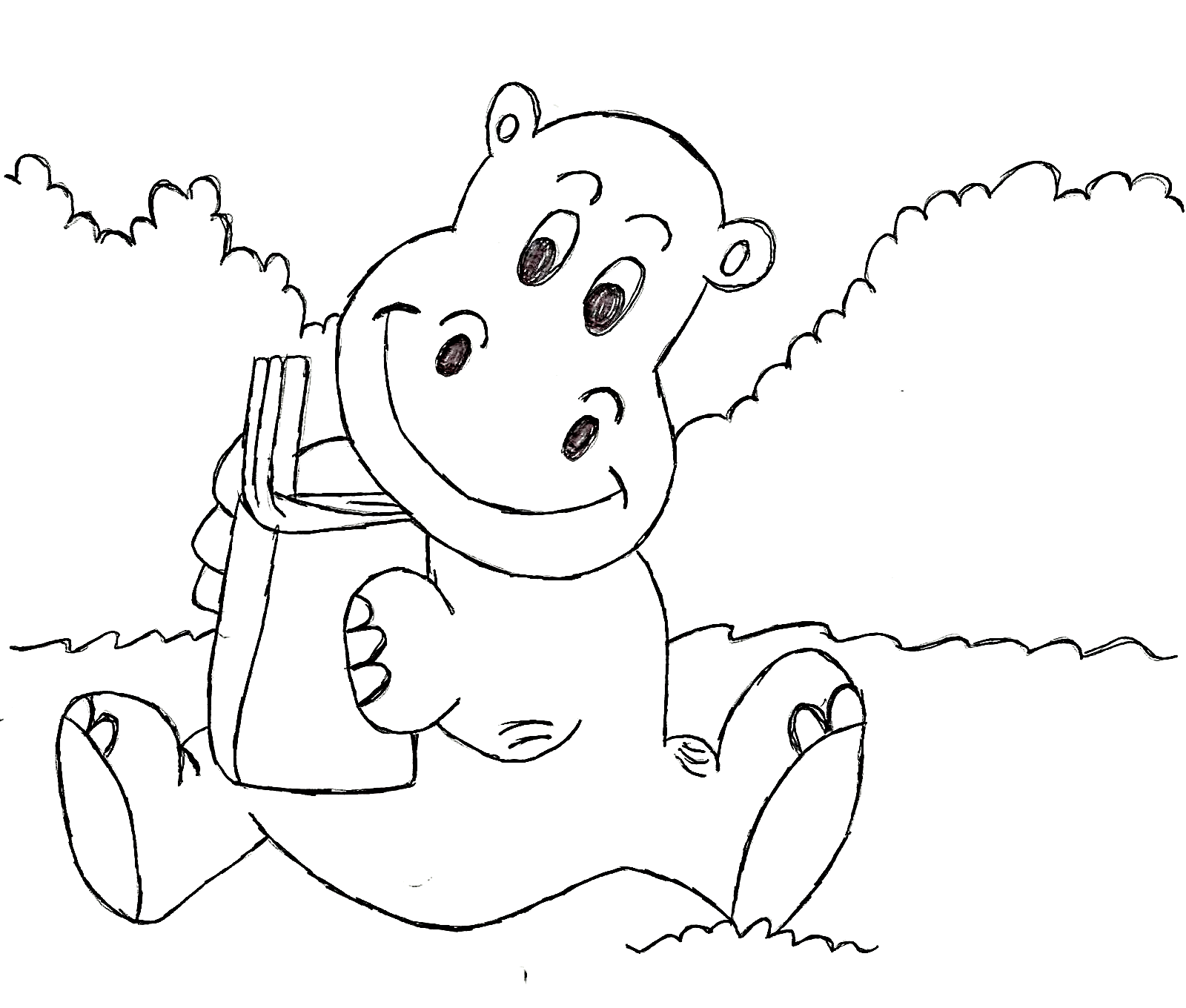 Hipopótamo desenho para pintar, colorir, imprimir-ESPAÇO EDUCAR